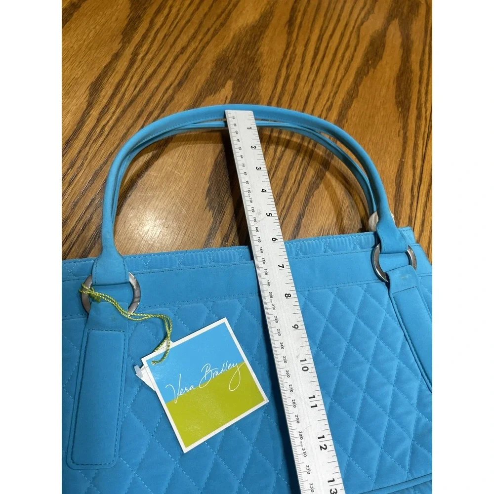Vera Bradley Trapeze Turquoise Microfiber Shoulder Bag Purse Quilted Silver